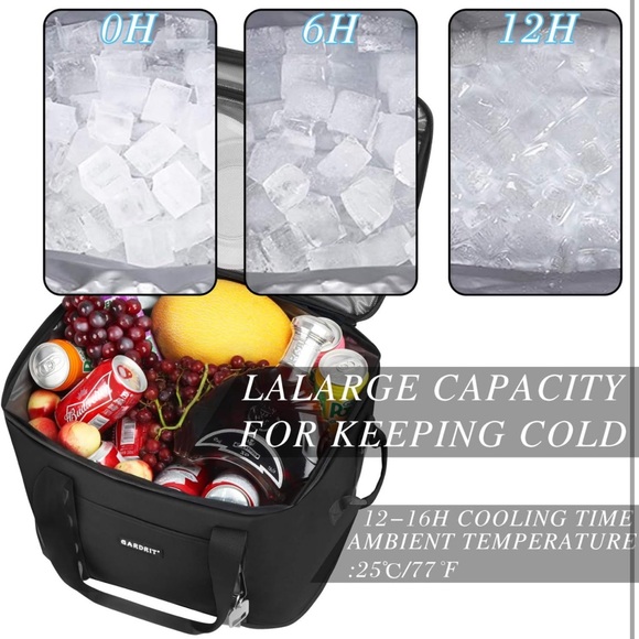 30/60 Can Large 39L Cooler Bag - Collapsible Insulated Lunch Box, Leakproof - Picture 3 of 5